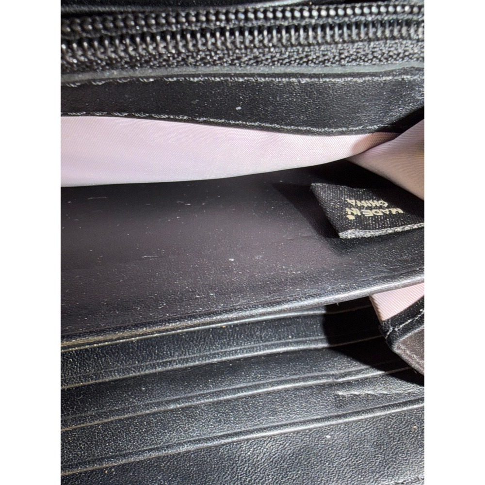 Coach Black Gold Horse and Carriage Script Canvas Zip Around Long Wallet Buckle - Picture 6 of 9